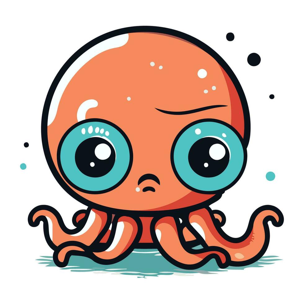 Cute cartoon octopus. Vector illustration isolated on white background.
