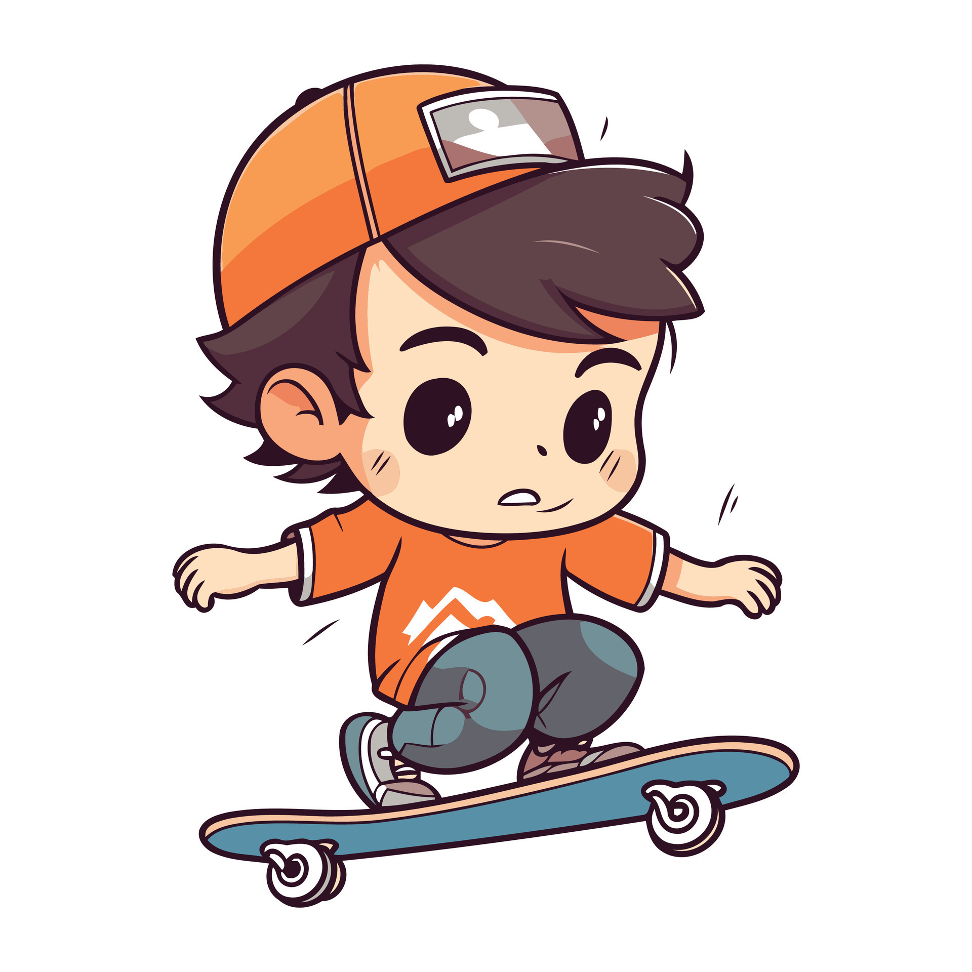 Niño Pequeño Aprendiendo A Andar En Patineta Ilustración Vectorial