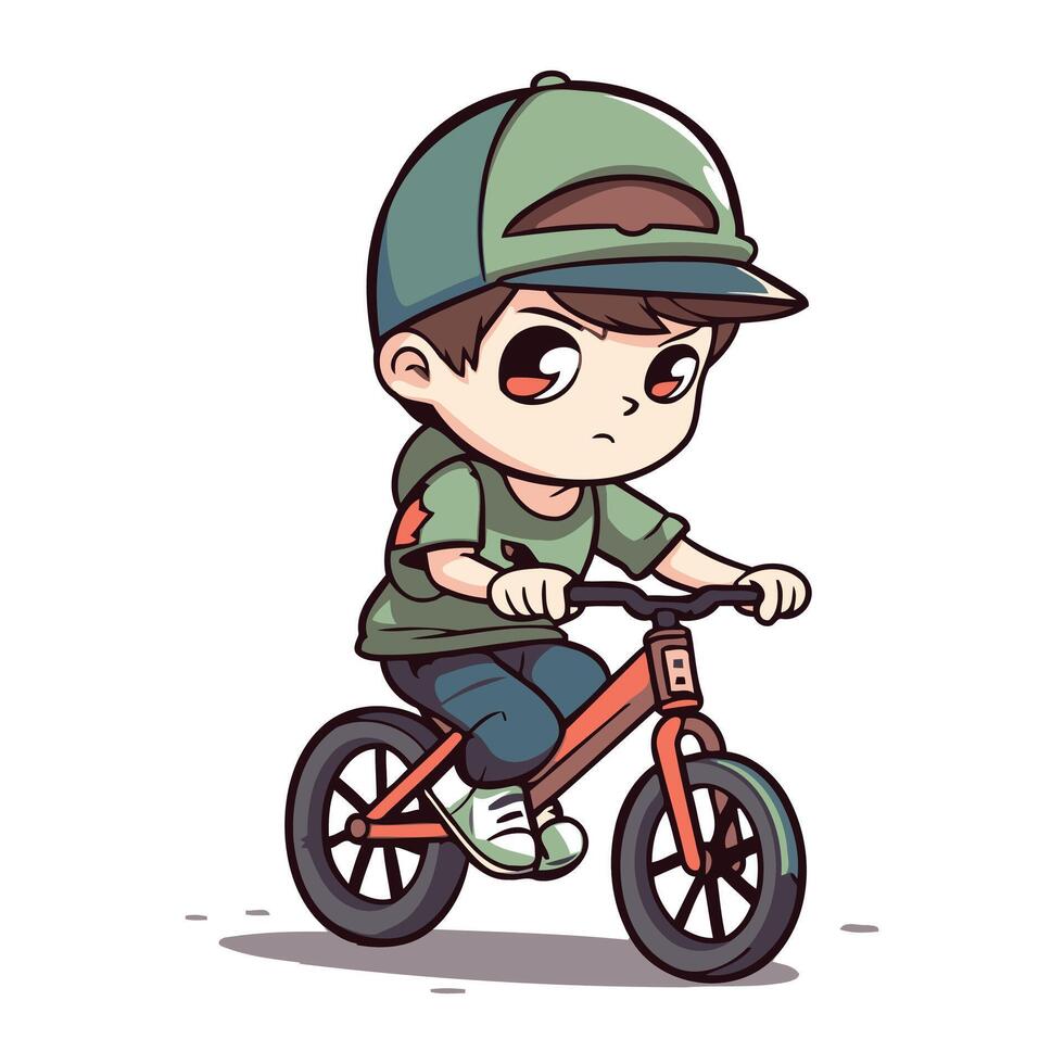 chico montando un bicicleta. vector ilustración de un chico en un bicicleta.