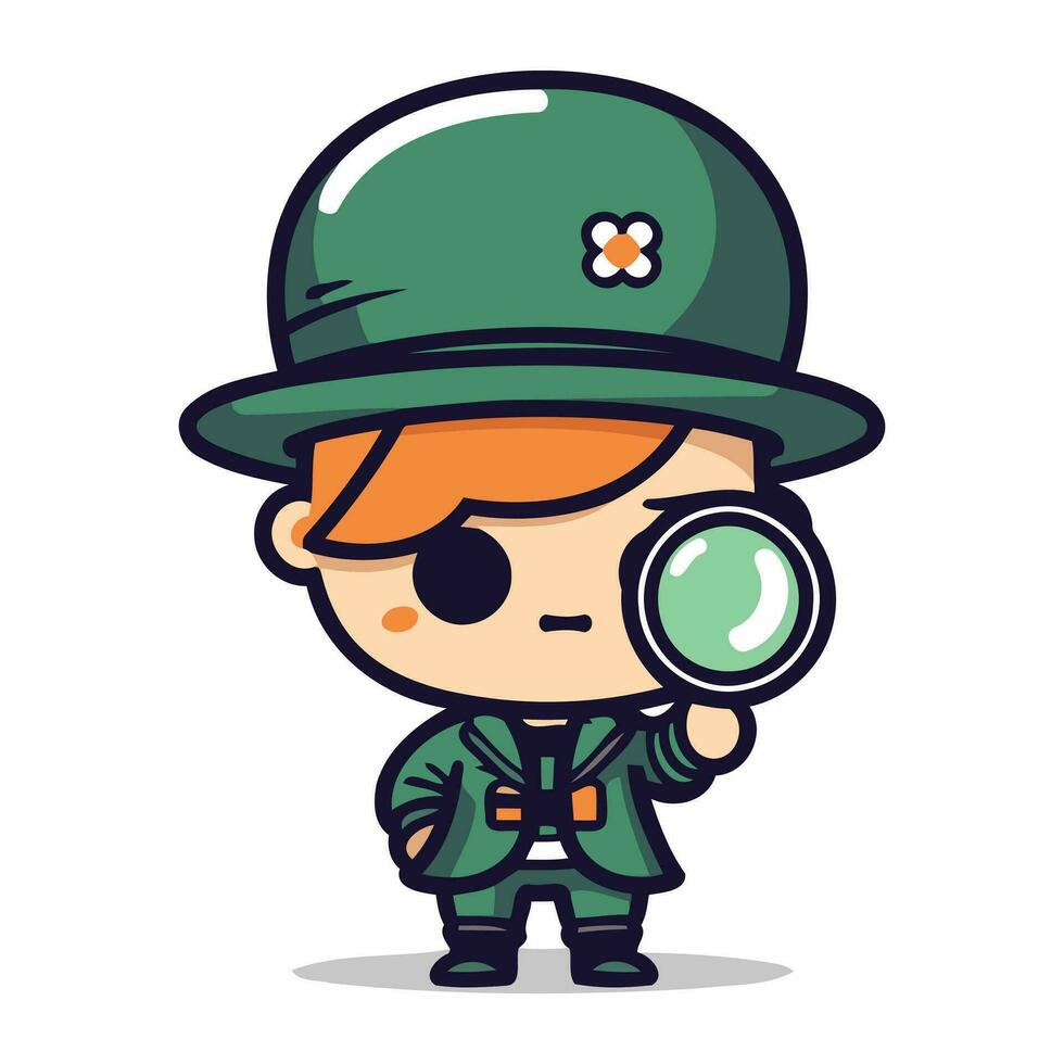 Explorer   Cute Army Cartoon Mascot Character Vector Illustration