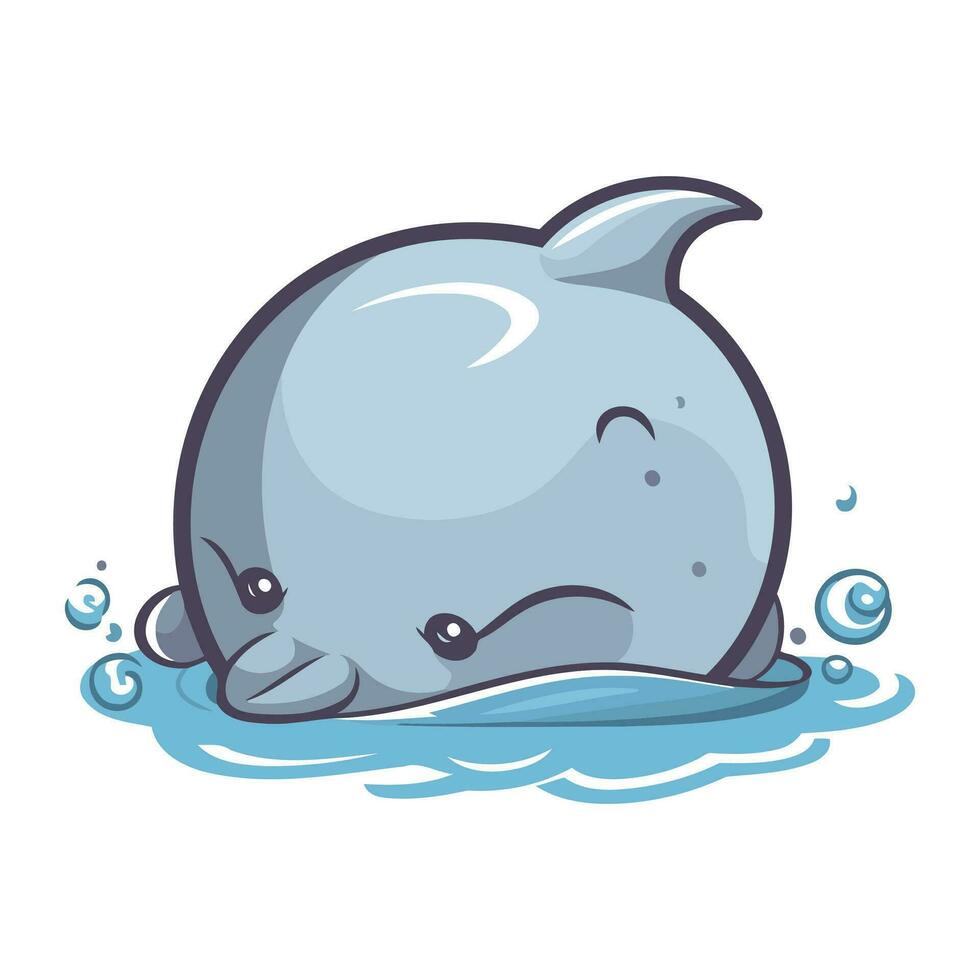 Cute cartoon whale. Vector illustration isolated on a white background.