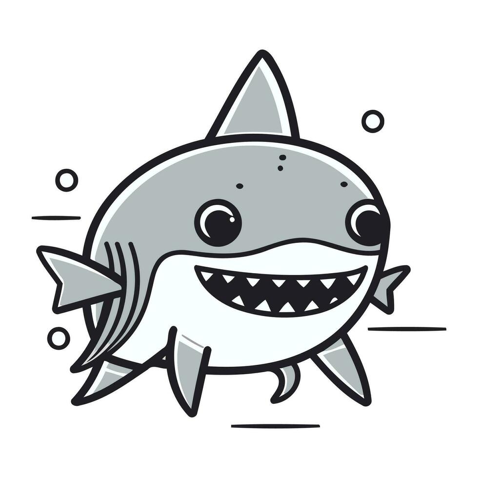 Cute cartoon shark. Vector illustration of a cute cartoon shark.