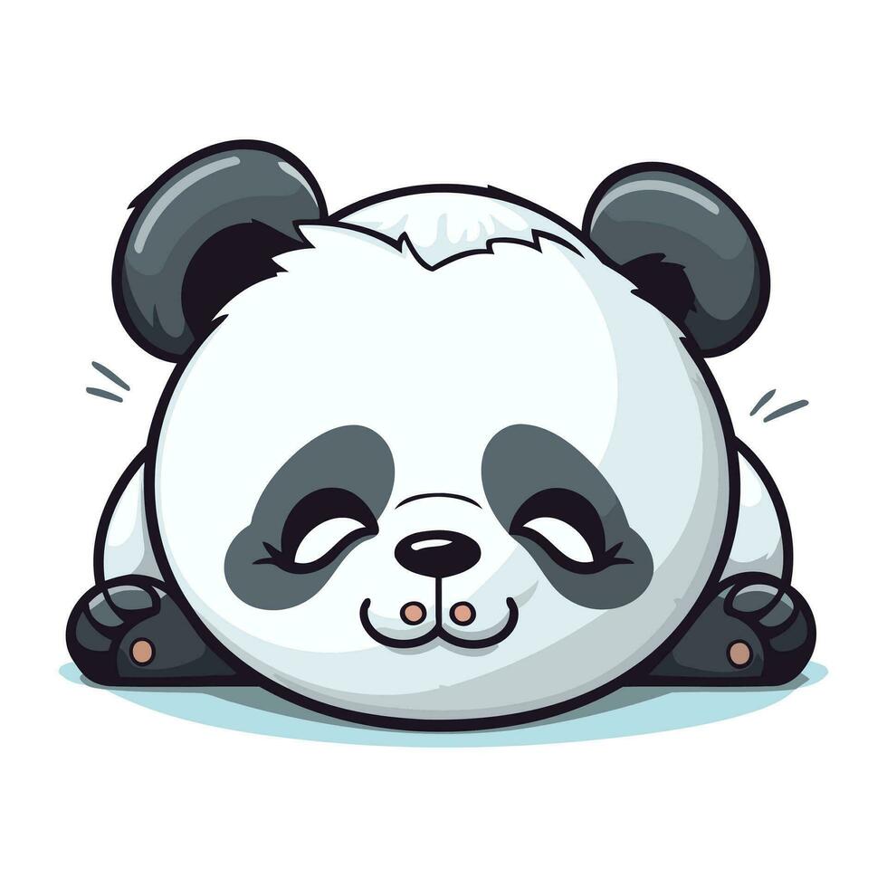 Cute panda sleeping isolated on white background. Vector illustration.