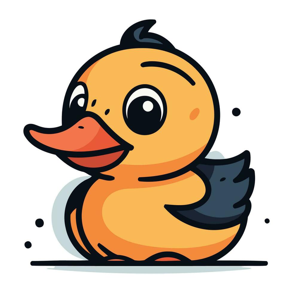 Cute cartoon rubber duck. Vector illustration isolated on white background.