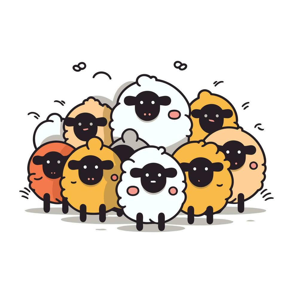 Cute Sheep Cartoon Mascot Character Vector Illustration Design.