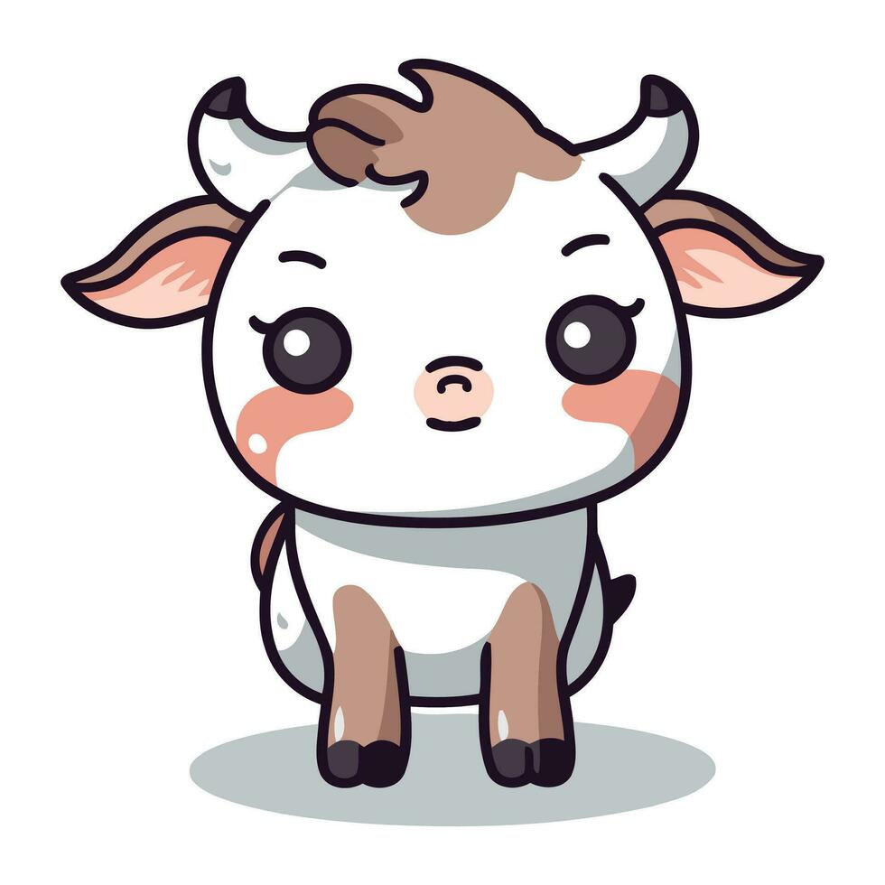 Cute cow cartoon character vector illustration. Cute cartoon cow.