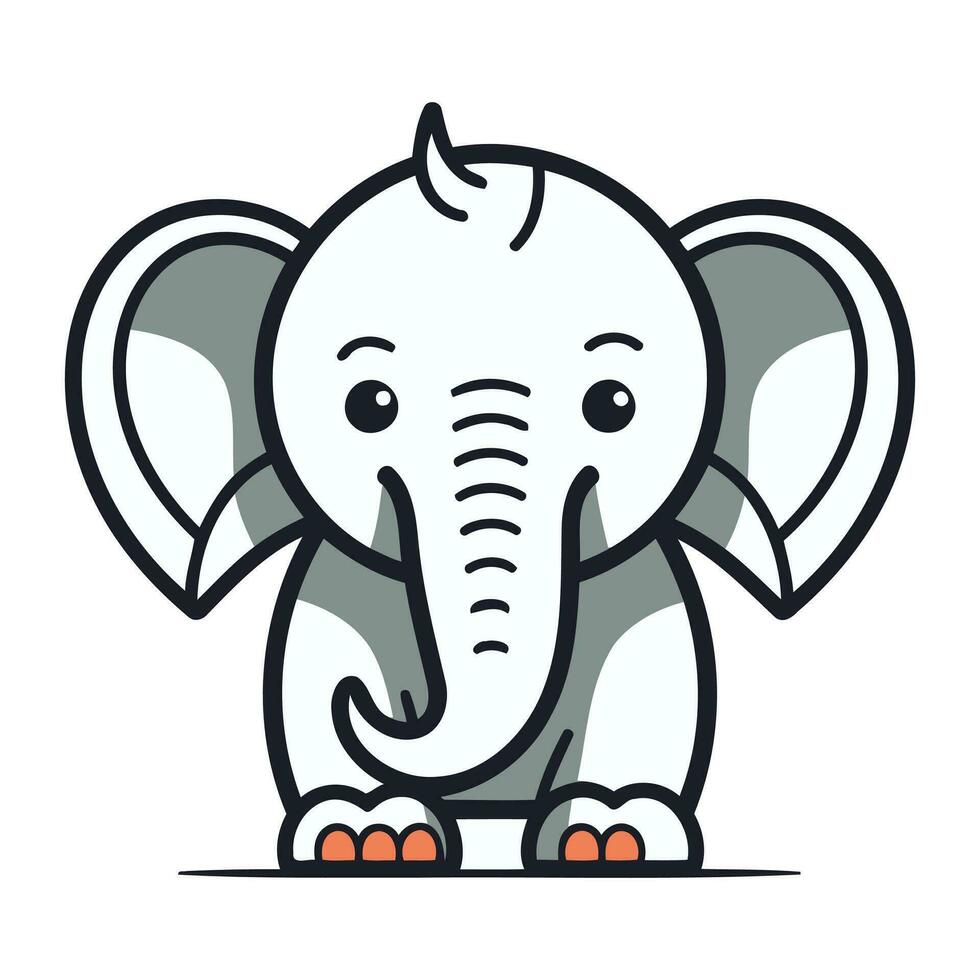 Cute cartoon elephant. Vector illustration isolated on a white background.