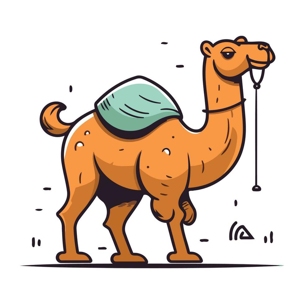 Camel. Vector illustration in flat cartoon style. Element for design.