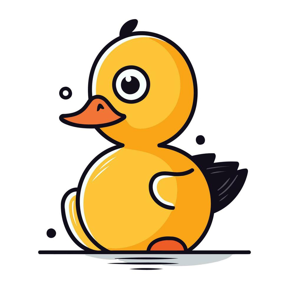 Cute yellow rubber duck. Vector illustration in flat cartoon style.