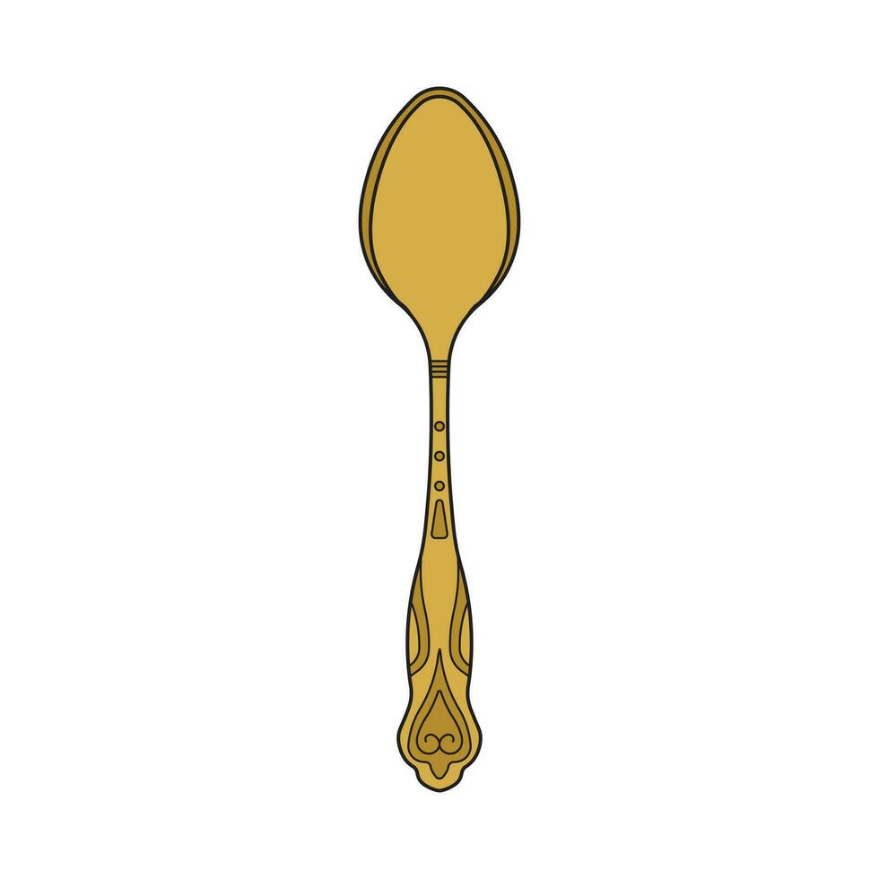 Kids drawing Cartoon Vector illustration antique tea spoon Isolated in doodle style