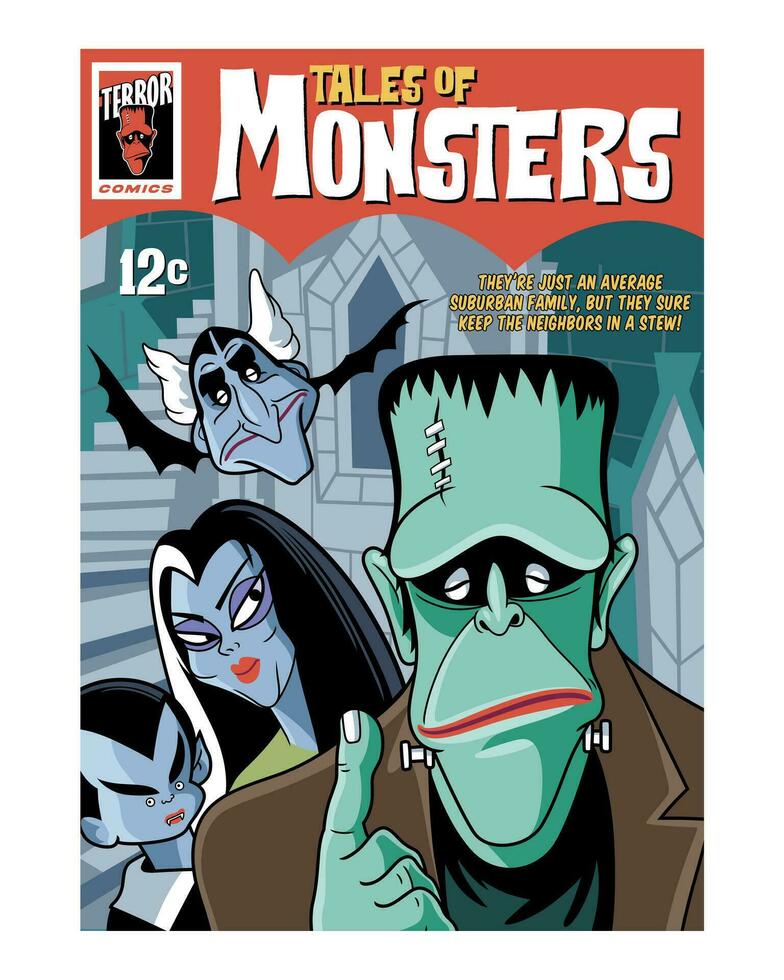 Tales of Monsters. Vintage Horror Cartoon Illustration Style. vector