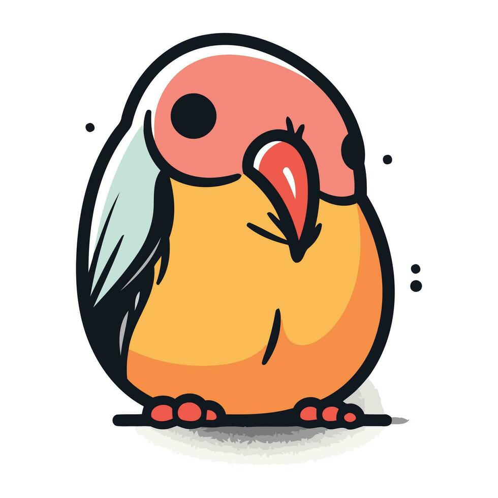 Cute parrot vector illustration. Hand drawn doodle style.