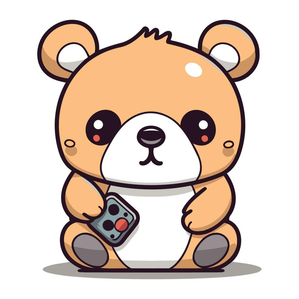Cute bear with pills character cartoon vector illustration. Cute bear with pills mascot.
