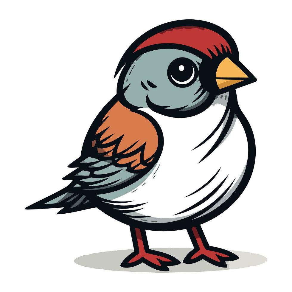 Sparrow bird isolated on a white background. Vector illustration.
