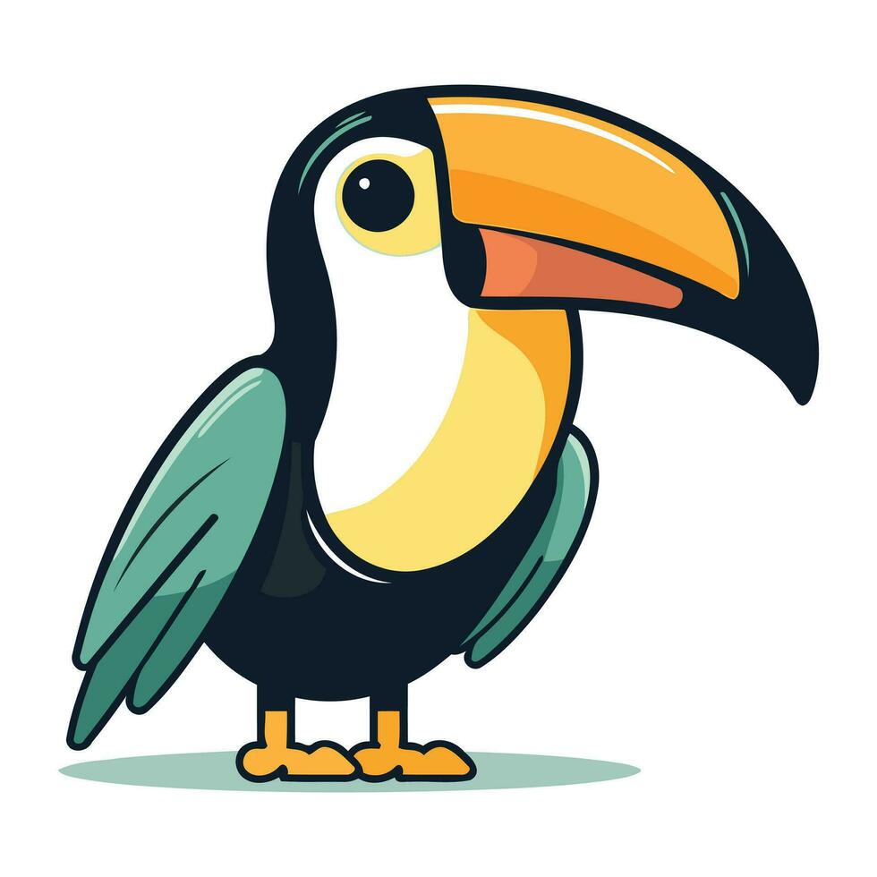 Toucan bird cartoon icon. Vector illustration of toucan bird isolated on white background.