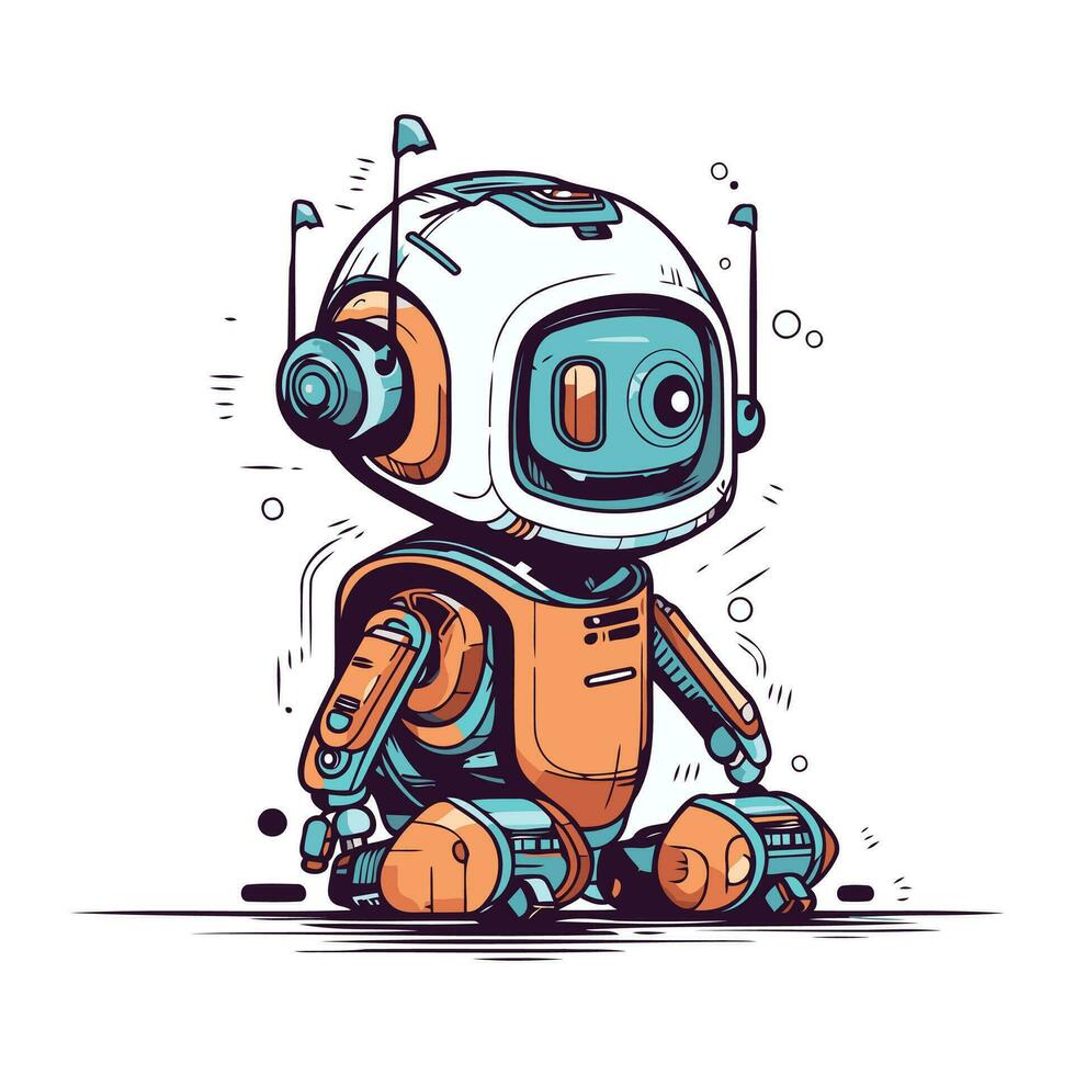 astronauta en traje espacial. vector ilustración. dibujos animados estilo.