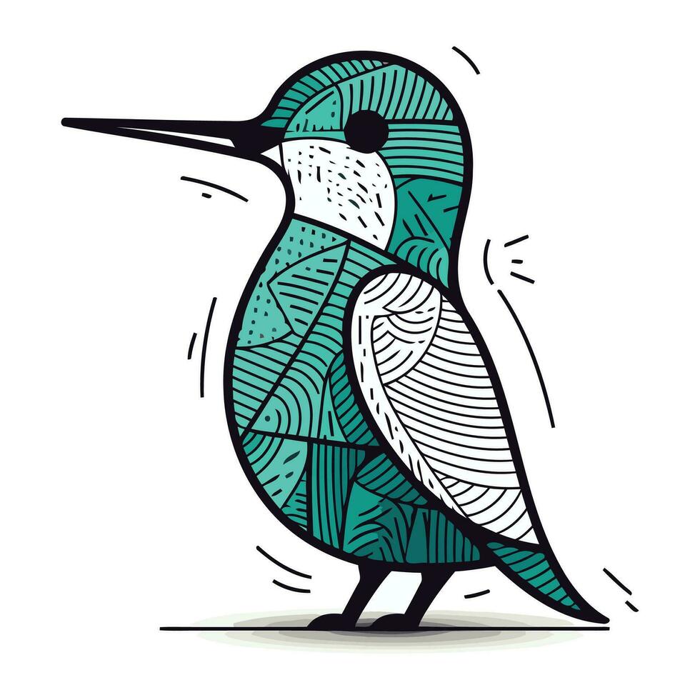 Hand drawn vector illustration of a bird. Stylized bird.