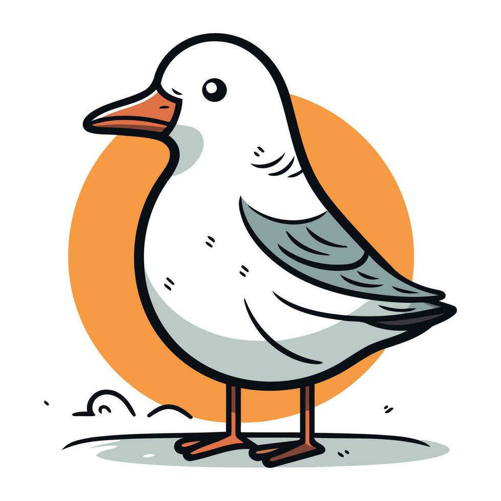 vector ilustración de un linda Gaviota en pie en el suelo.