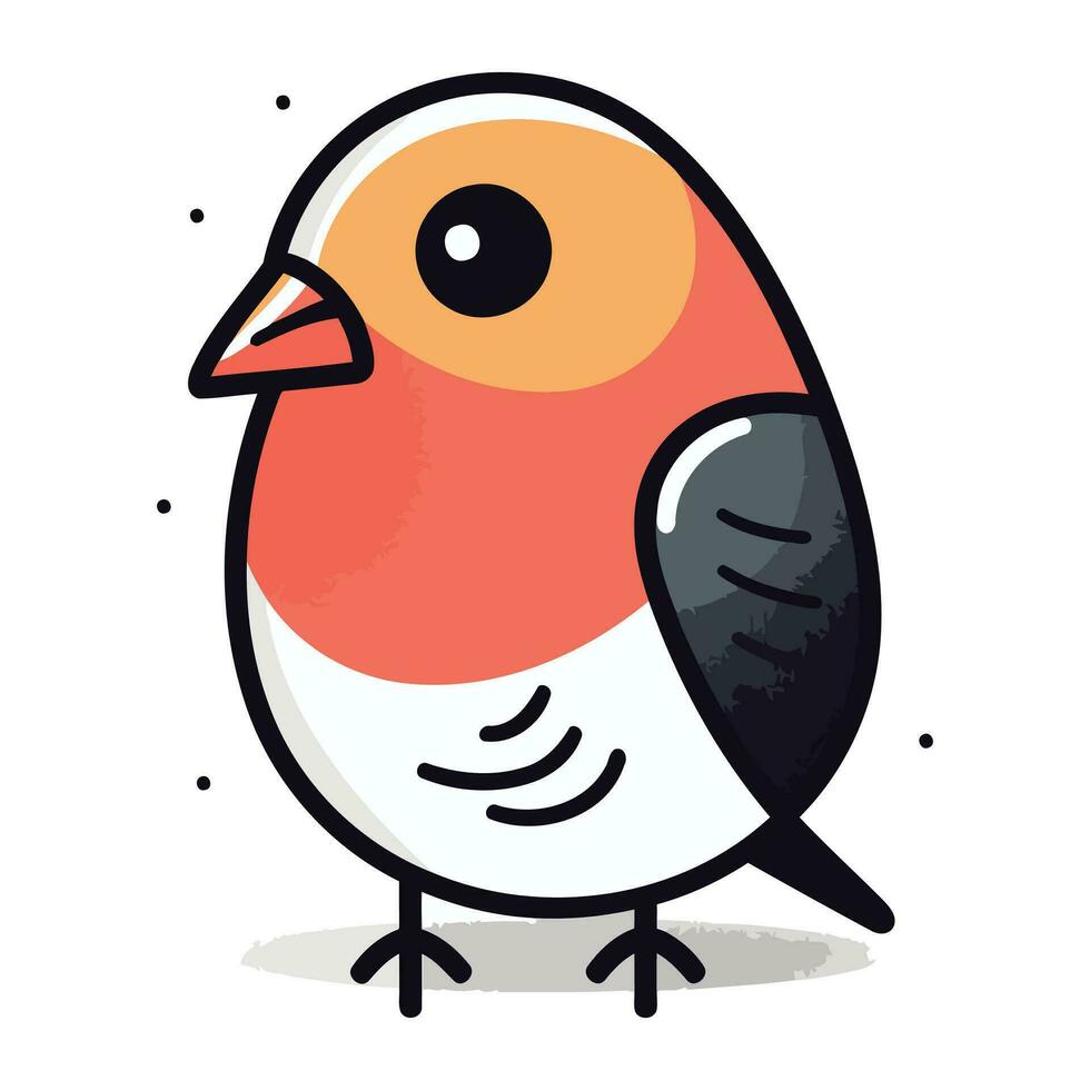 Bullfinch cartoon vector illustration. Cute little bird isolated on white background.