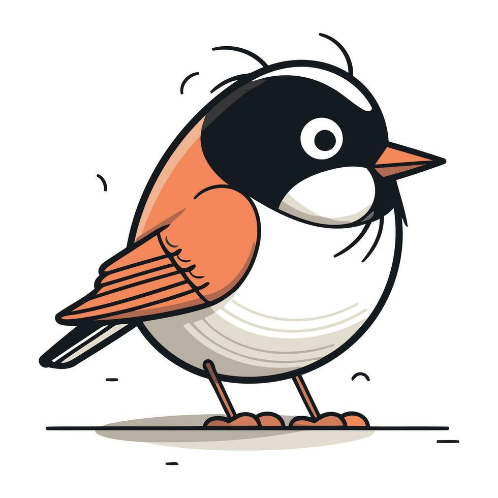 Bullfinch Bird Vector Illustration. Isolated on White Background.