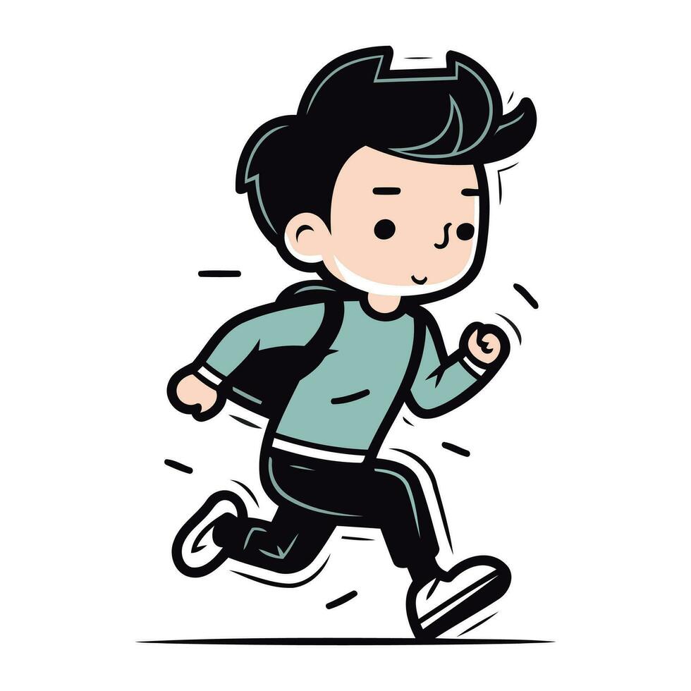 Running man cartoon character vector illustration. Running and jogging theme.