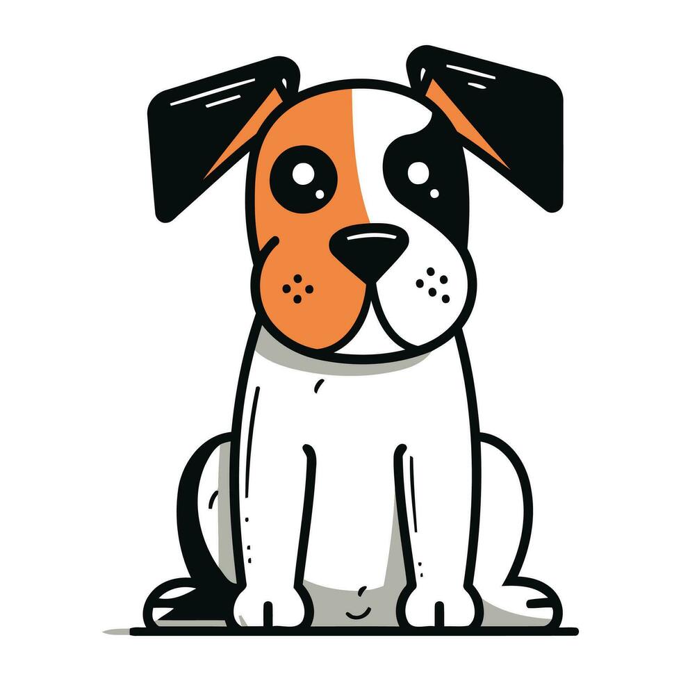 Cute cartoon dog. Vector illustration. Isolated on white background.