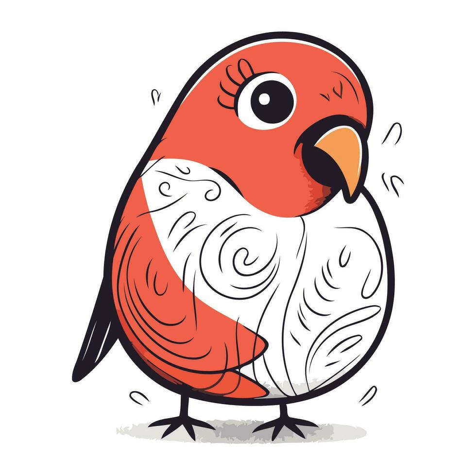 ilustración de linda rojo pájaro en blanco antecedentes. vector ilustración.