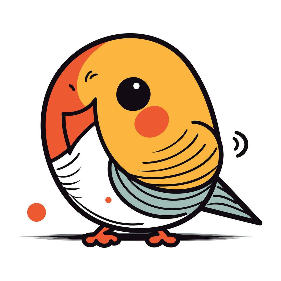 Illustration of cute cartoon bird on white background. Vector illustration.