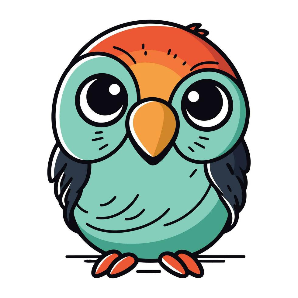 Cute cartoon bird. Vector illustration isolated on a white background.