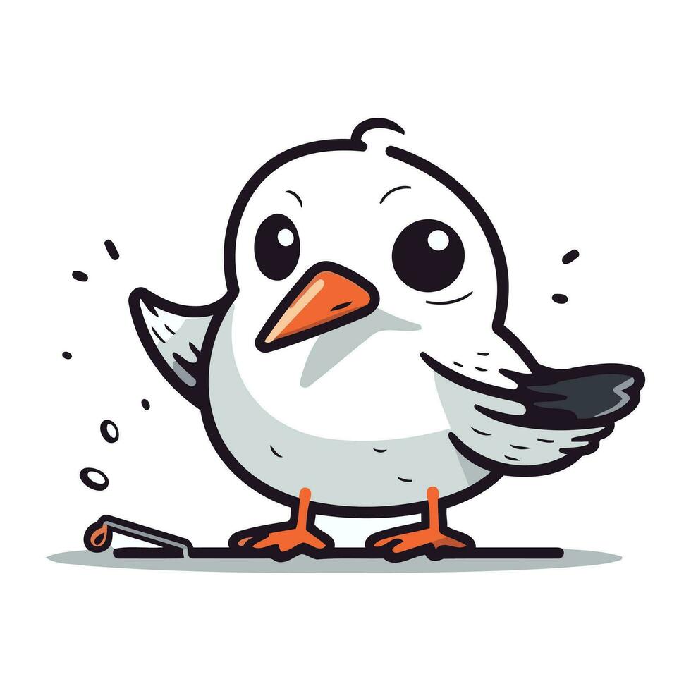 Cute cartoon bird isolated on a white background. Vector illustration.