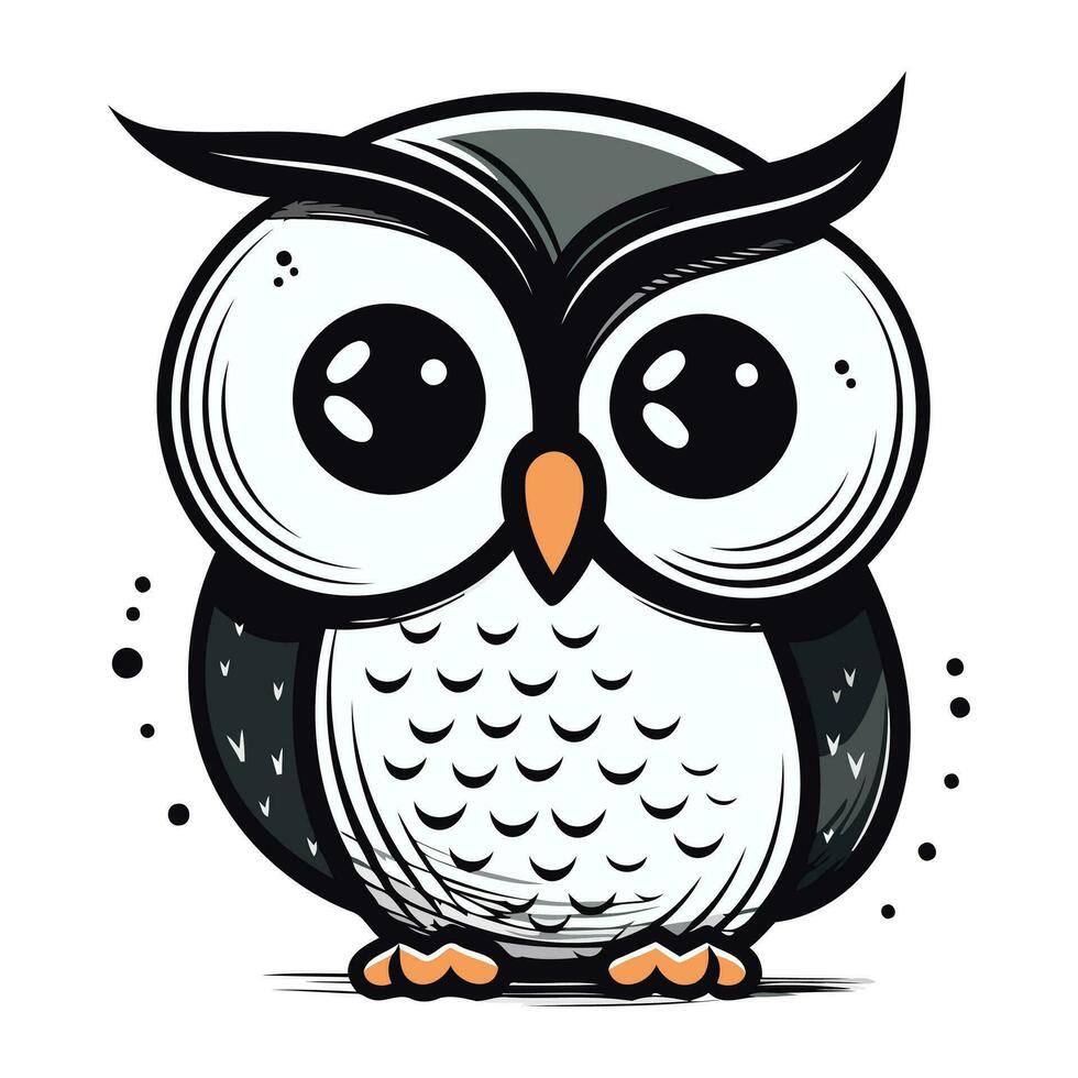 Cute cartoon owl. Vector illustration isolated on a white background.