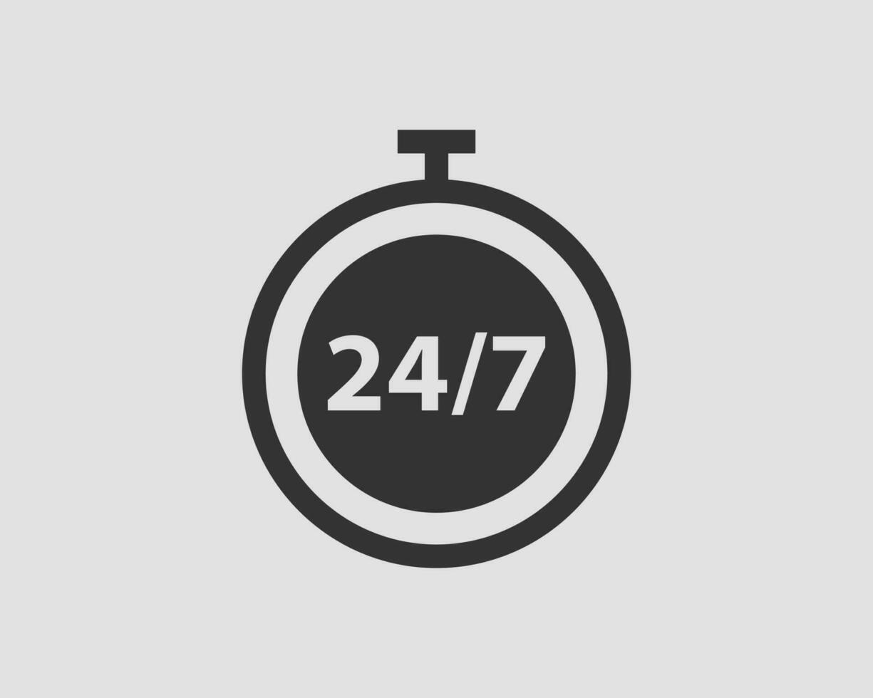24 7 icon vector. 24 hour service clock. vector
