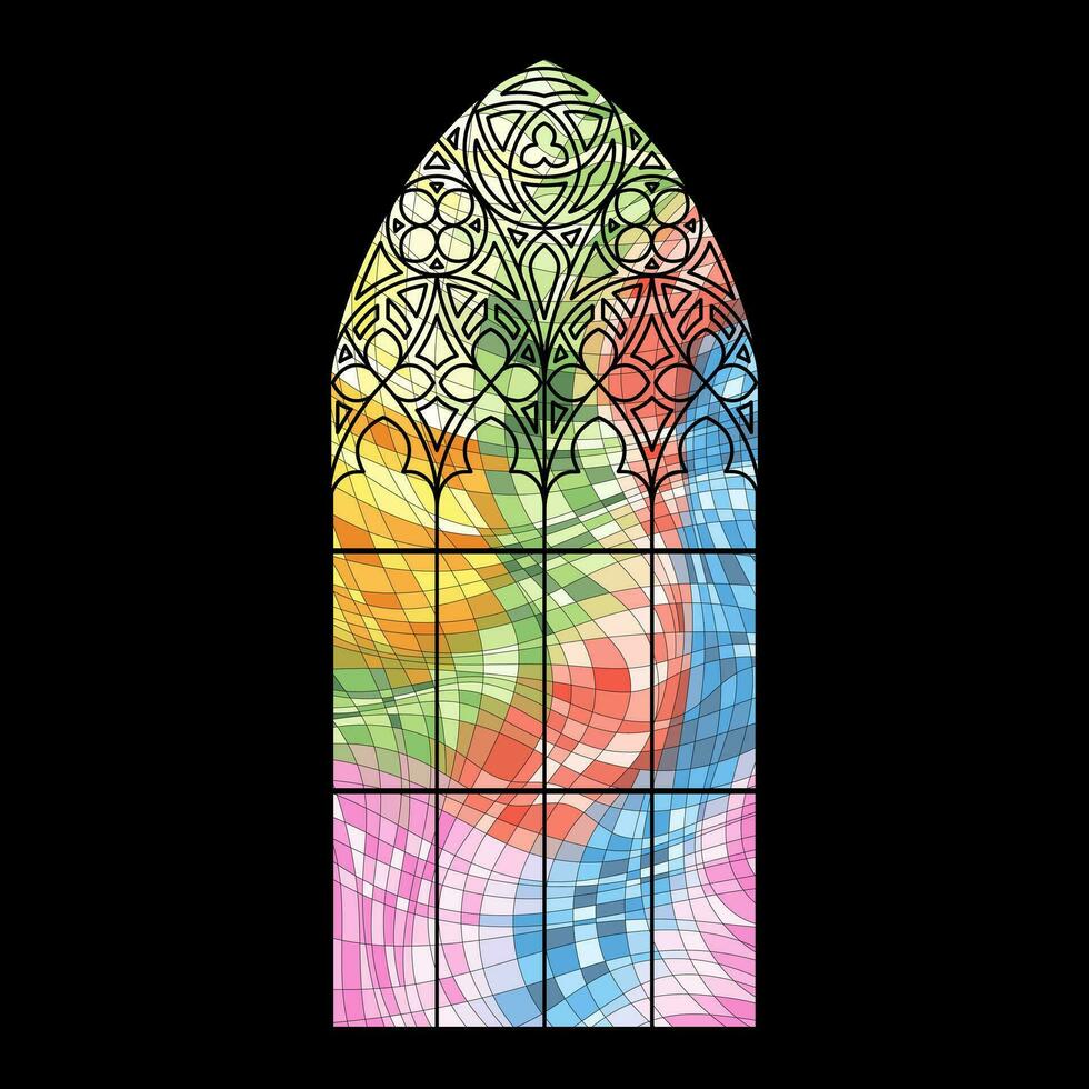 Church glass mosaic. Color abstract picture on black background. vector