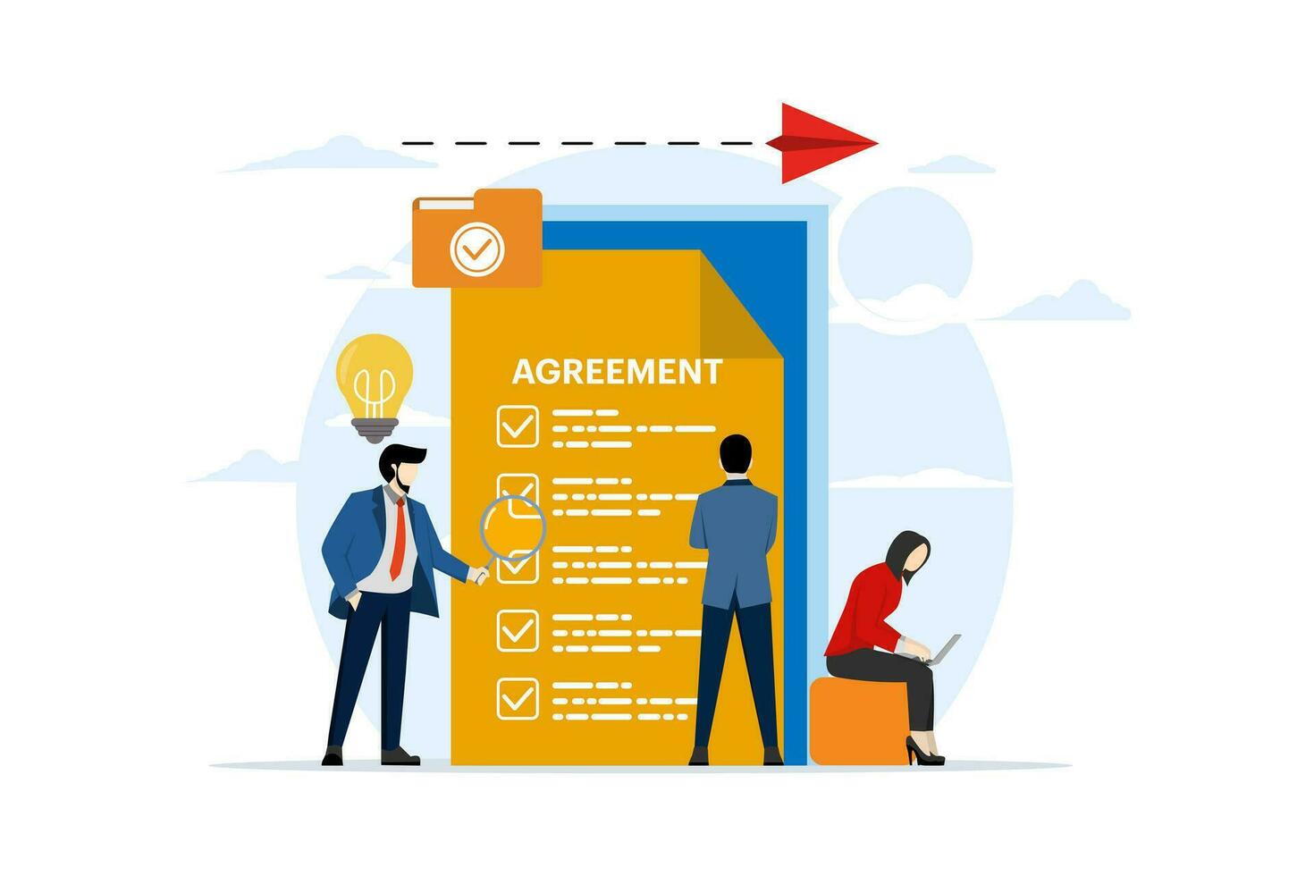 agreement concept, collaboration business, contract entrepreneur, business deal, collaboration agreement or document, successful contract or negotiation, start-up, flat vector illustration.