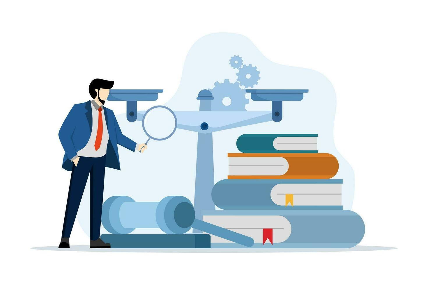 Law and justice scene concept. lawyer consultant client, judge knocks with wooden gavel. Legal advice concept and consultation. Consideration. Flat vector illustration for banners and websites.
