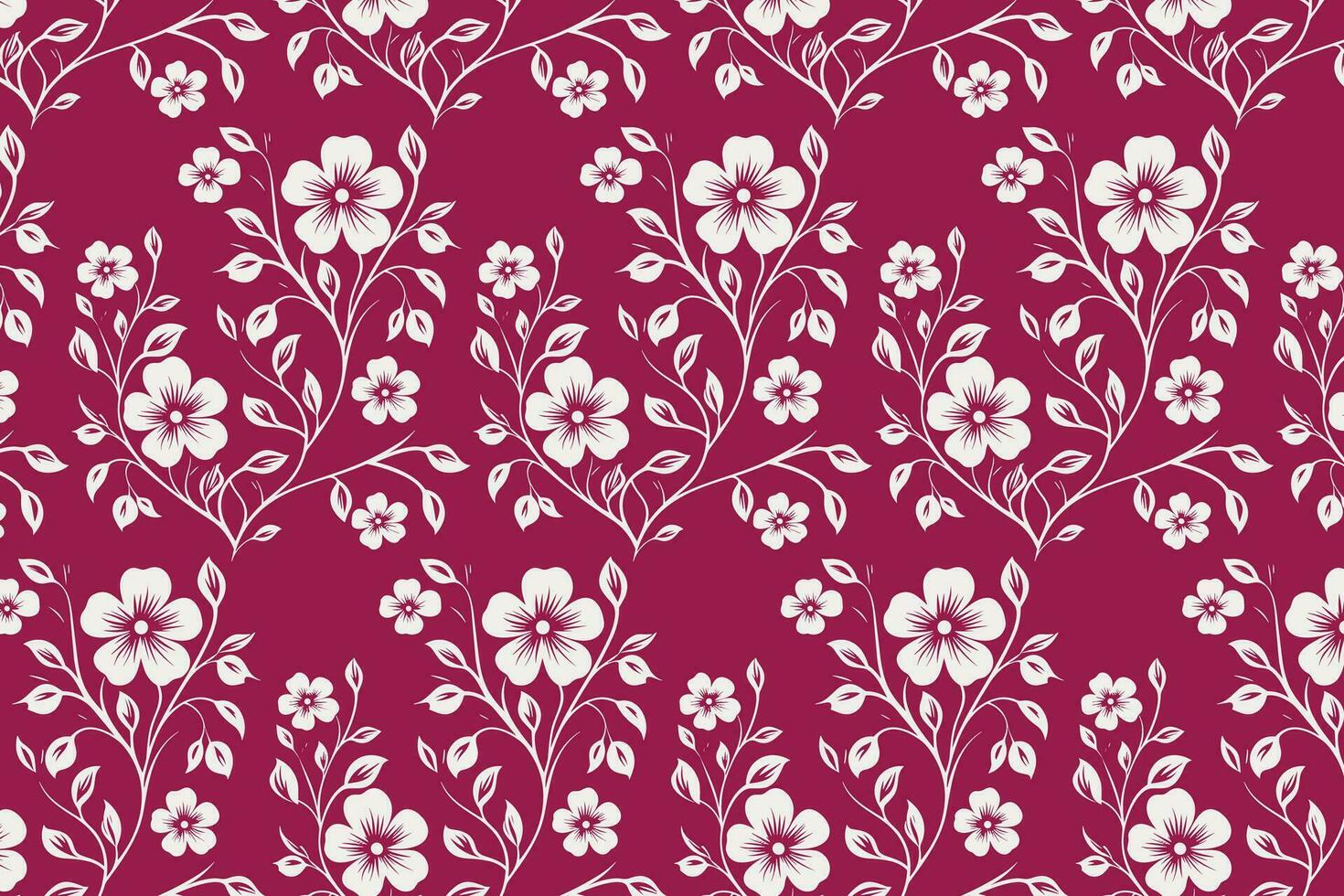 White Floral Vines on a Pink Background, A Delicate and Elegant Pattern vector