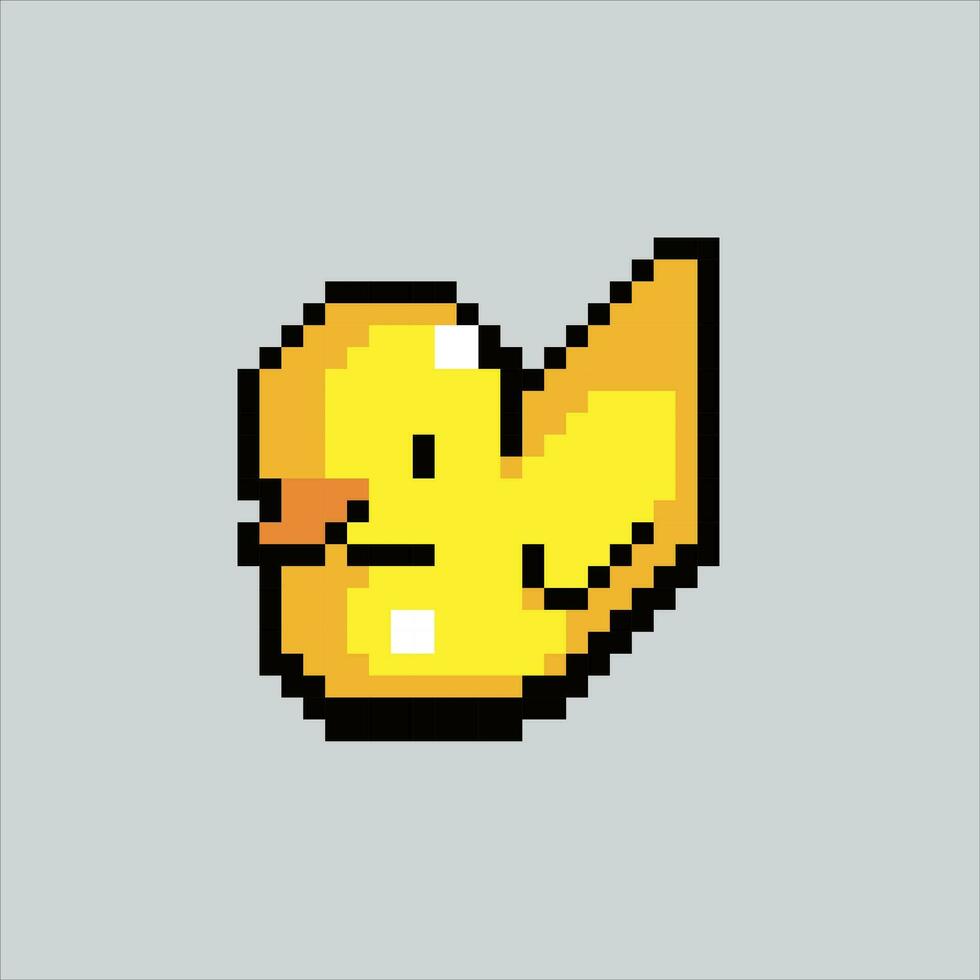 Pixel art illustration duck toy. Pixelated duck toy. Bathroom duck toy pixelated for the pixel art game and icon for website and video game. old school retro. vector