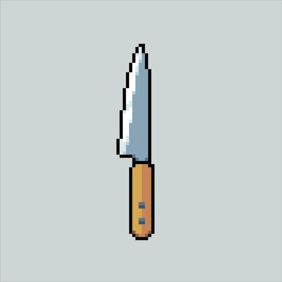 Pixel art illustration Kitchen Knife. Pixelated knife. Kitchen knife pixelated for the pixel art game and icon for website and video game. old school retro. vector