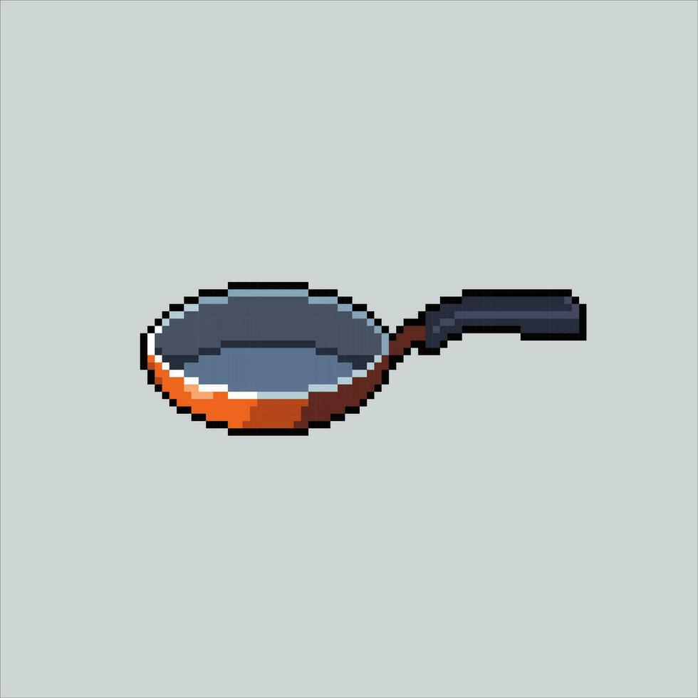 Pixel art illustration Frying Pan. Pixelated Kitchen Pan. Kitchen cooking Frying Pan pixelated for the pixel art game and icon for website and video game. old school retro. vector