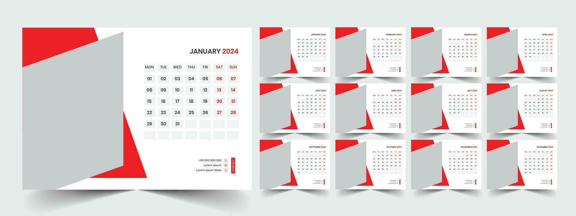 Desk Calendar Template 2024 vector