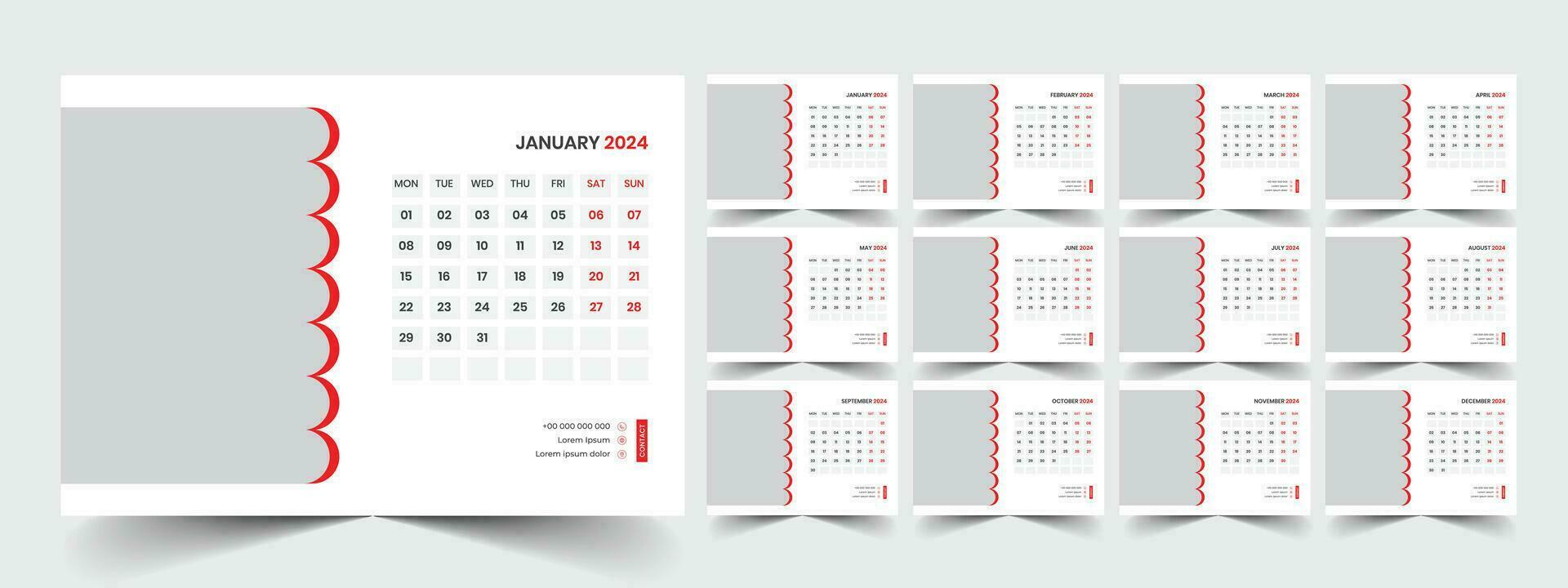 Desk Calendar Template 2024 vector