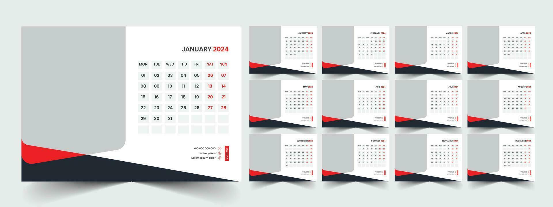 Desk Calendar Template 2024 vector