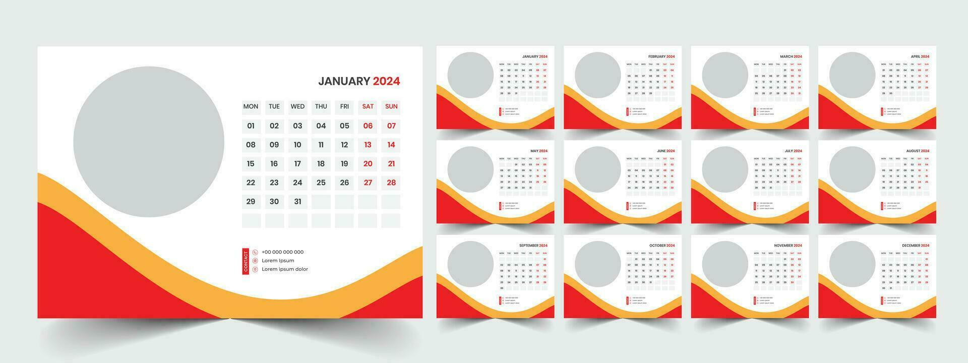 Desk Calendar Template 2024 vector