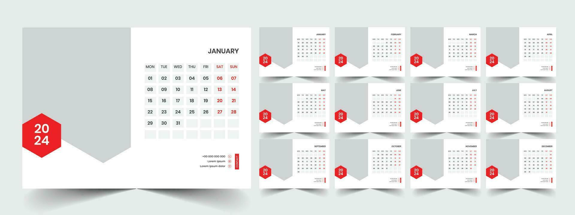 escritorio calendario modelo 2024 vector