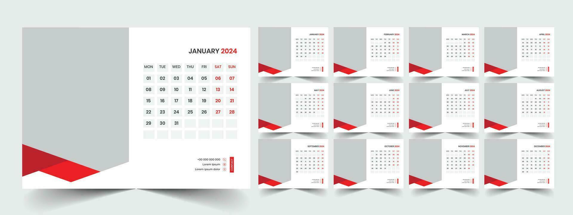 Desk Calendar Template 2024 vector