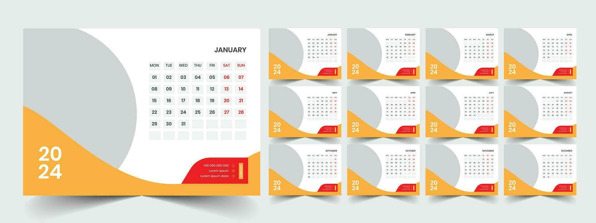 Desk Calendar Template 2024 vector