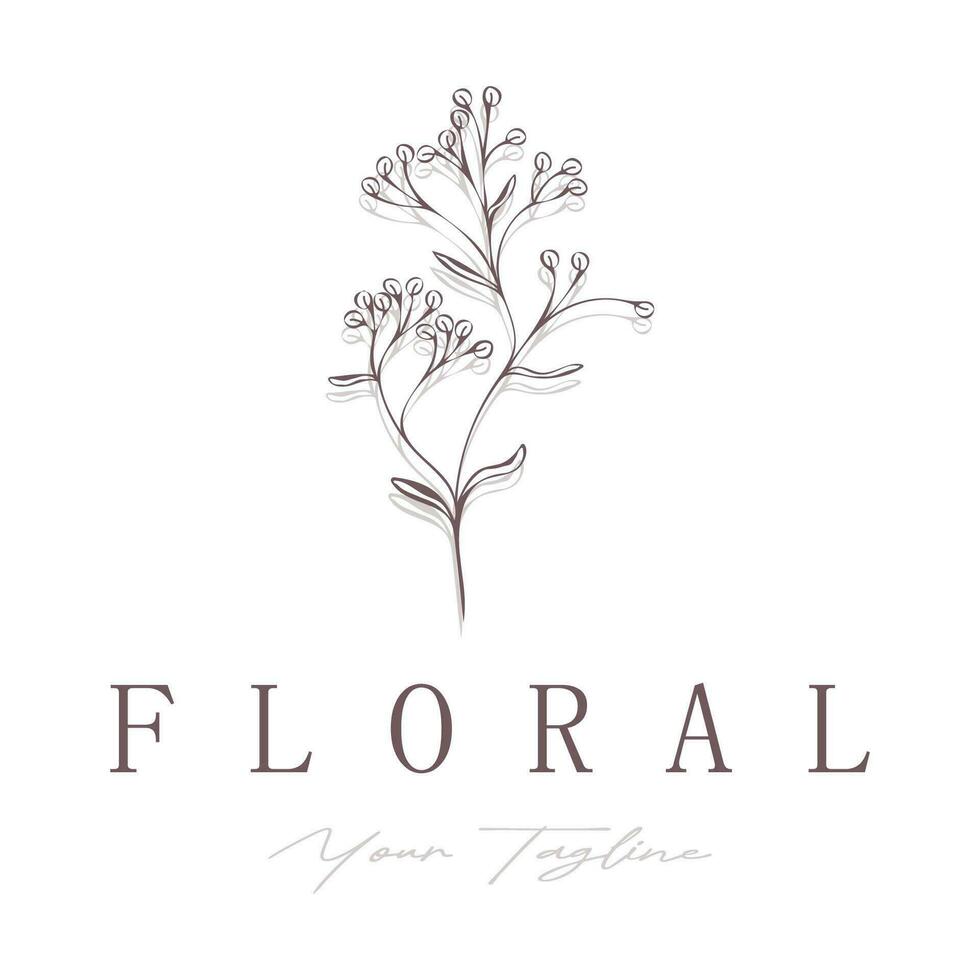 Elegant floral and leaf frame. Delicate botanical vector illustration for labels, spas, corporate identity, and wedding invitations