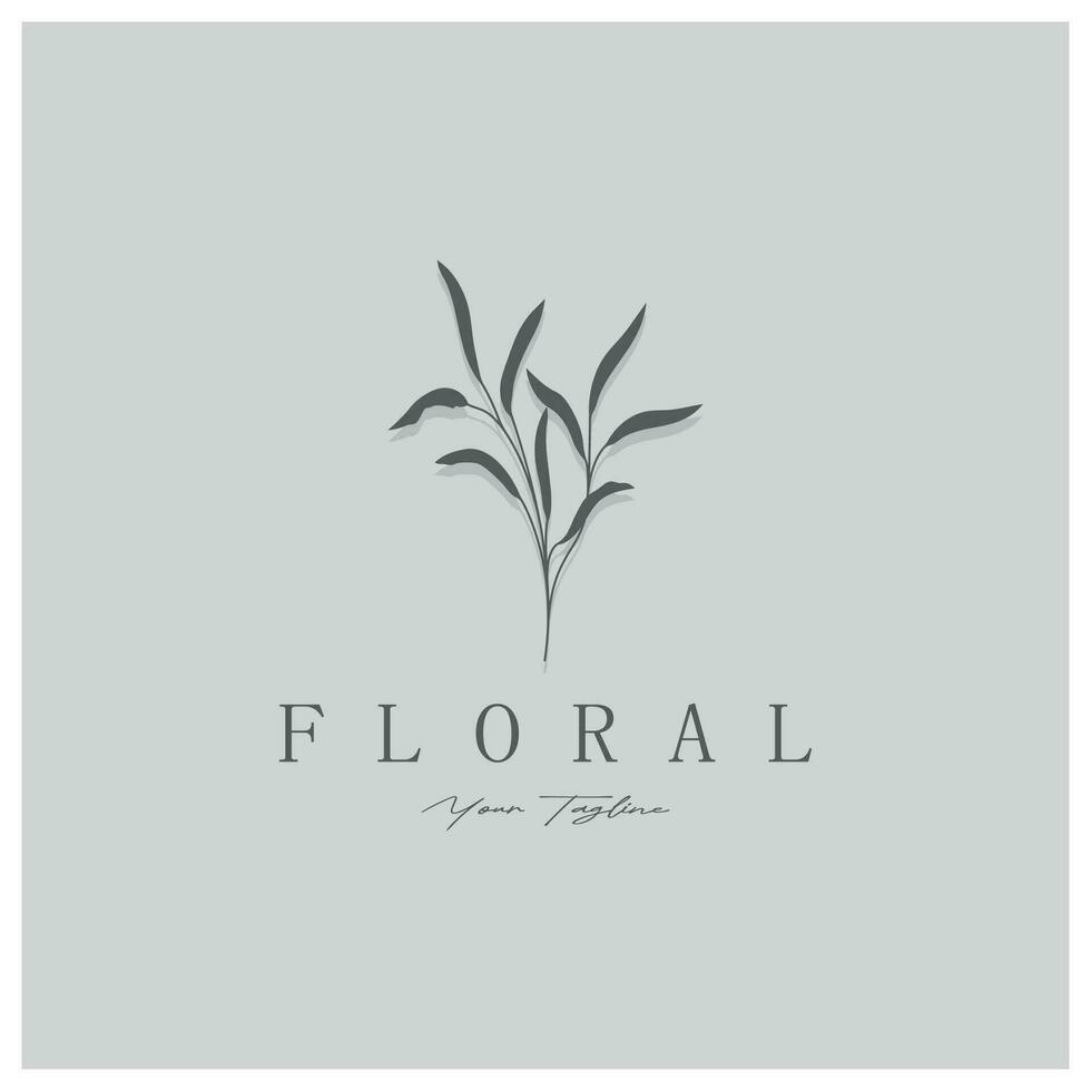 Elegant floral and leaf frame. Delicate botanical vector illustration for labels, spas, corporate identity, and wedding invitations