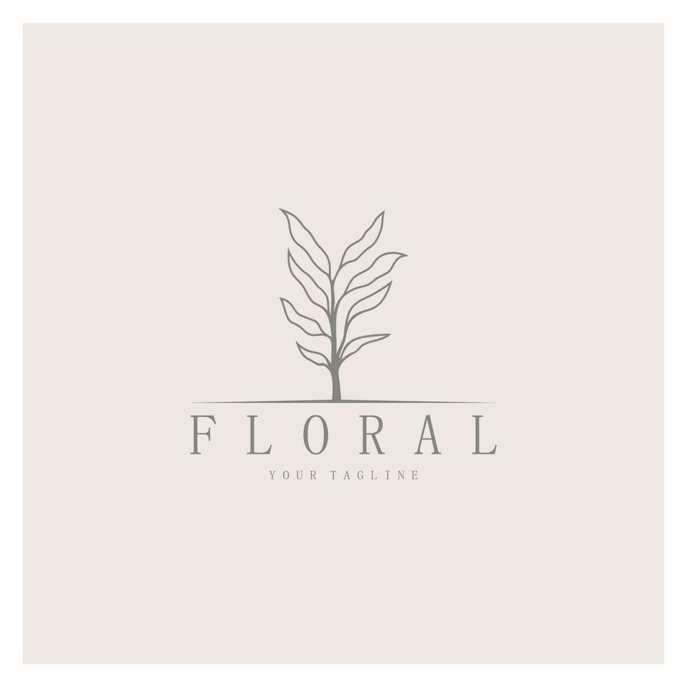 Elegant floral and leaf frame. Delicate botanical vector illustration for labels, spas, corporate identity, and wedding invitations