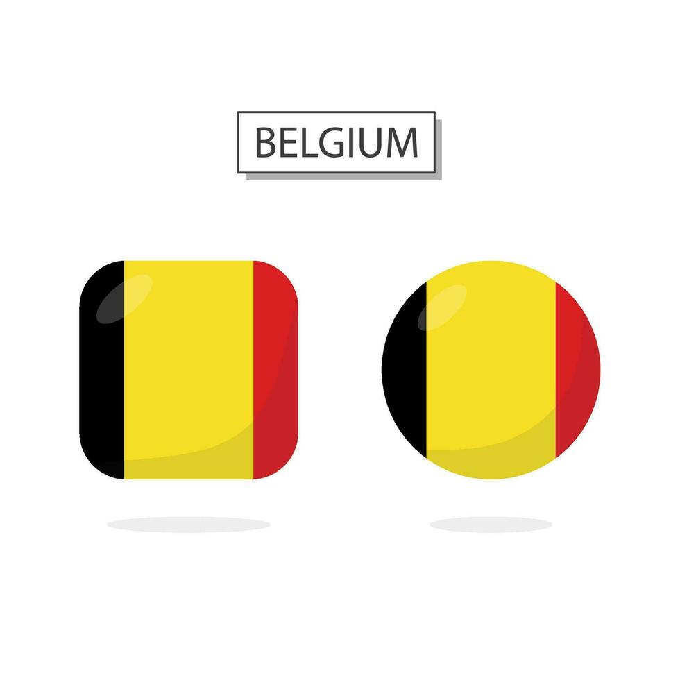 bandera de Bélgica 2 formas icono 3d dibujos animados estilo. vector